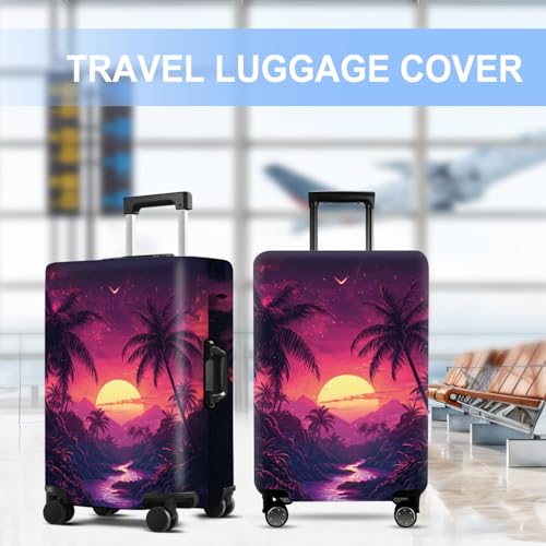 Coconut Trees Luggage Cover Washable Suitcase Protector Anti-scratch Suitcase cover Fits 32-34 Inch Luggage XL - color: Coconut trees, size: XL(32-34inch suitcase)