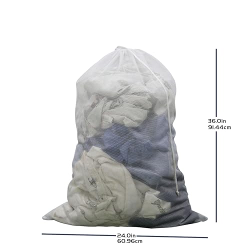 2-Pack Large Mesh Laundry Bag, 24x36 Inch White - color: White, size: 24*36inch