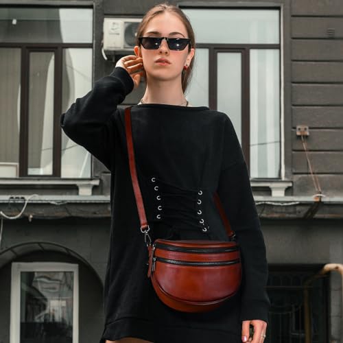 Iswee Leather Crossbody Bags for Women Purses and Handbags Shoulder Bag - color: Coffee