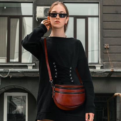 Iswee Leather Crossbody Bags for Women Purses and Handbags Shoulder Bag - color: Coffee