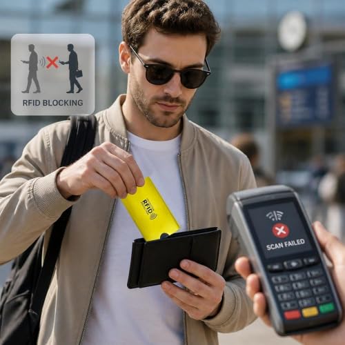30 Pack RFID Blocking Sleeves, Credit Card Protector Holders for Contactless Cards - color: Yellow