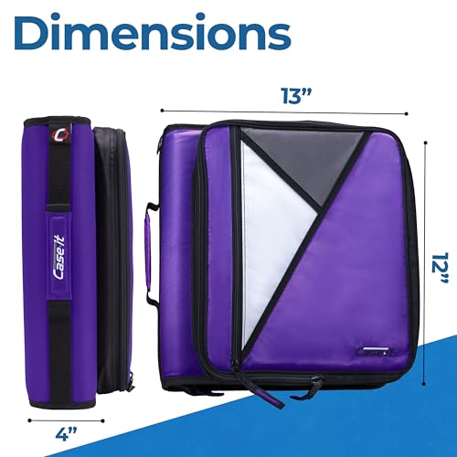 Case-it School Zipper Binder | 2" O-Rings | 400-Sheet | LT-007 Deep Purple - color: Purple/White, size: 1 Pack