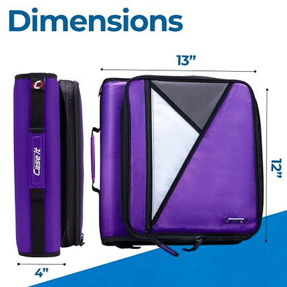 Case-it School Zipper Binder | 2" O-Rings | 400-Sheet | LT-007 Deep Purple - color: Purple/White, size: 1 Pack
