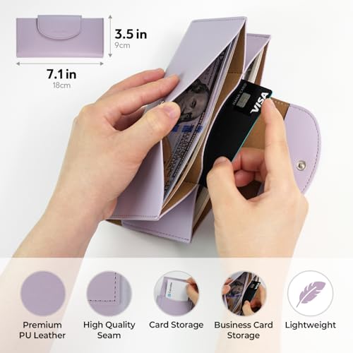 carrotez All-in-One Long Bifold 2-Tier PU Leather Wallet for Women Lavender - color: Lavender
