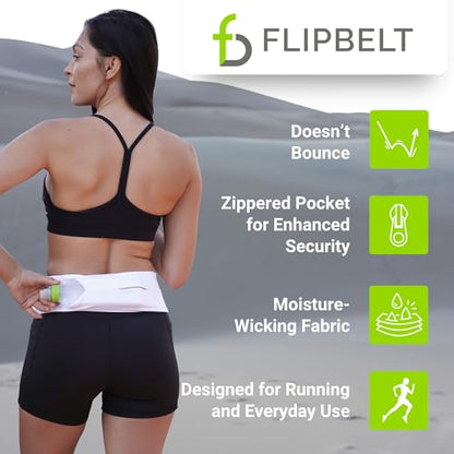 FlipBelt 지퍼 러닝 벨트, 피트니스 및 러닝용 허리 팩, 미국 회사 - color: 블랙., size: XX-Small