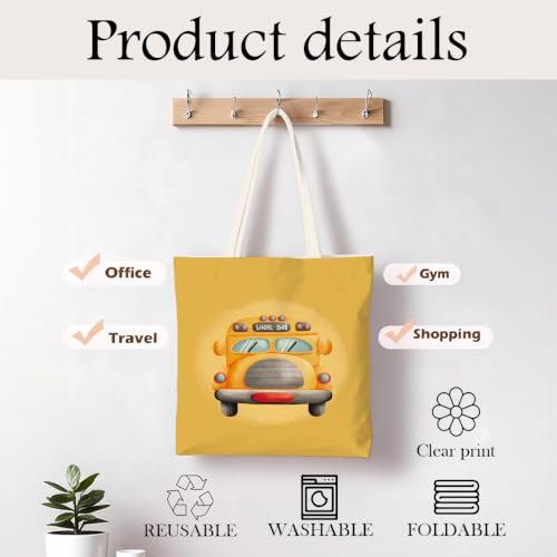Funny Tote Bag, Canvas Reusable Carryall for Shopping Trip Commute - color: Bus