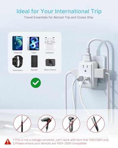 VINTAR 2 Pack European Travel Plug Adapter, Type C International Power Plug - style: 17W-Type C Most of Europe - 1A2C/ 2 Pack