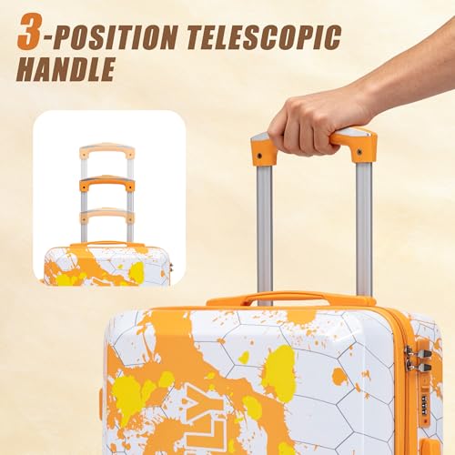 Merax 3 Piece Luggage Set 20/24/28 Inch, PC Carry On Checked Suitcase Sets - color: Orange-PC, style: 20/24/28
