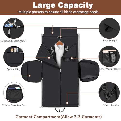 Garment Bag for Travel Convertible Carry on Travel Duffel Bag for Men Women - color: A04-Grey