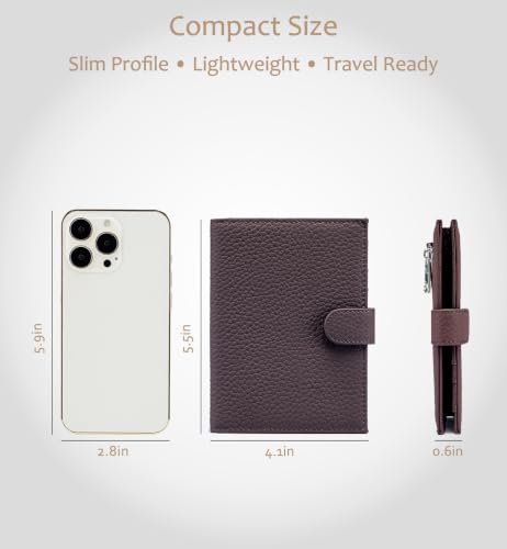 RFID Blocking Passport Wallet for Women, Travel Gift Ready - color: Coffee Brown