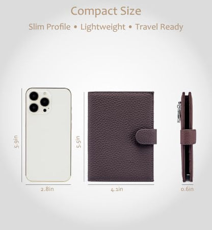 RFID Blocking Passport Wallet for Women, Travel Gift Ready - color: Coffee Brown