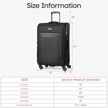28'' Checked Softside Expandable 20% Luggage w/TSA LOCK - color: Black, size: Checked-Large 28 inch