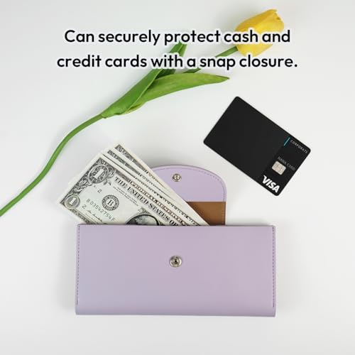 carrotez All-in-One Long Bifold 2-Tier PU Leather Wallet for Women Lavender - color: Lavender