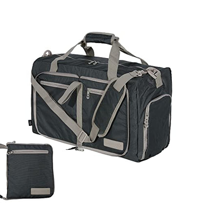LEGEND 40L Foldable Duffle Bag With Shoe Compartment - Dark Gray - color: Dark Gray, size: 40L