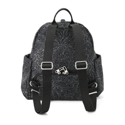 Securtex® Journey Anti-Theft Backpack - Lightweight 10.6"x10.2" RFID Travel Bag w/Locking Zippers, Compact Daypack - color: Midnight Blossom Print