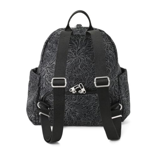 Securtex® Journey Anti-Theft Backpack - Lightweight 10.6"x10.2" RFID Travel Bag w/Locking Zippers, Compact Daypack - color: Midnight Blossom Print