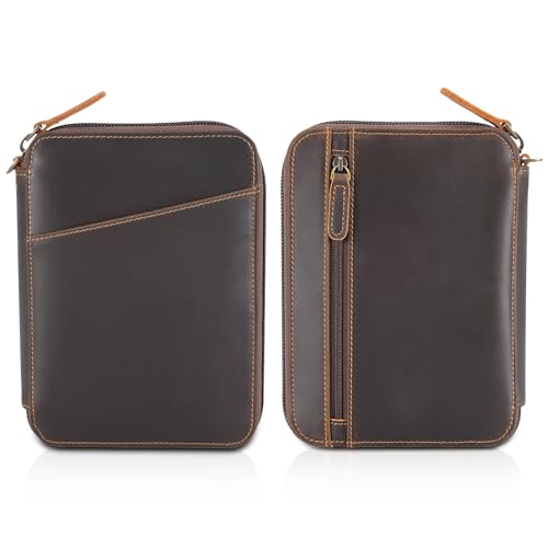 Polare Full Grain Leather Family 4 Passport Holder Wallet RFID Organizer - color: A-Dark Brown