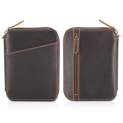 Polare Full Grain Leather Family 4 Passport Holder Wallet RFID Organizer - color: A-Dark Brown