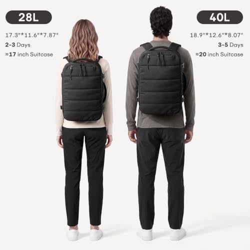 mibasies Travel Backpack for Women & Men 40L，Carry On Bag Flight Approved - color: Black, size: X-Large
