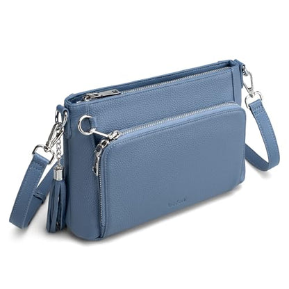 befen Anti Theft Genuine Leather Crossbody Bags for Women Built in Wallet - color: Blue