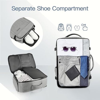 Gieury Carry On Backpack, 40-50L Expandable Travel Backpack Fits 17" Laptop - color: Grey, size: 2X-Large(20"x14"x10")