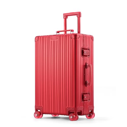 All Aluminum Carry On Luggage with Spinner Wheels, 20 Inch Red | Zipperless Hard Shell Suitcase with Jelly Wheels, TSA Lock, Leather Handle, Lightweight Luggage for Travel or Business Trip - color: red, size: 20IN