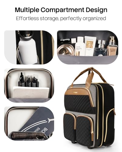 Arcoyard Underseat Carry On Luggage with Wheels, 17.3" Personal Item Bag - color: Grey Brown