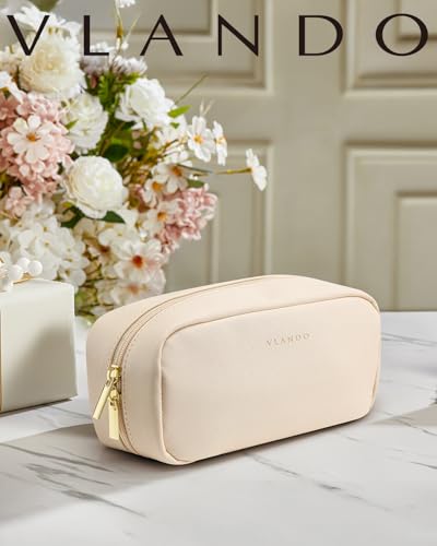 VLANDO Makeup Bag Cosmetic Pouch for Travel Essentials,White - color: 02-White