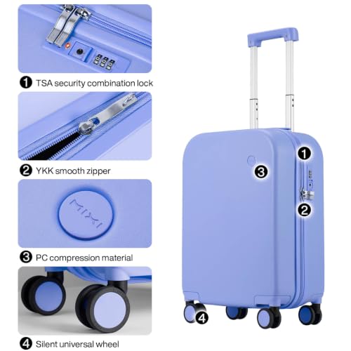 mixi Carry on Luggage, 20'' Suitcase Spinner Wheels Luggage Hardshell Lightweight Rolling Suitcases PC with Cover & TSA Lock for Business Travel, Lilac Purple - color: Lilac Purple, size: 20in Carry on