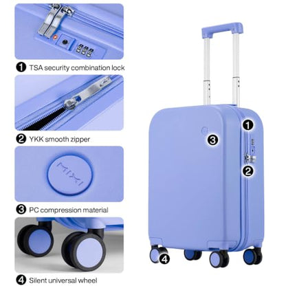 mixi Carry on Luggage, 20'' Suitcase Spinner Wheels Luggage Hardshell Lightweight Rolling Suitcases PC with Cover & TSA Lock for Business Travel, Lilac Purple - color: Lilac Purple, size: 20in Carry on