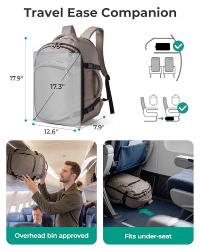 BAGSAMRT 35L Travel Backpack for Men Women, 17-In Carry on Backpack, Beige - color: Light Beige