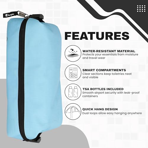 Champion Hanging Dopp Kit, Travel-Sized Polyester Bag, Water-Resistant Blue - style: Cendre Blue