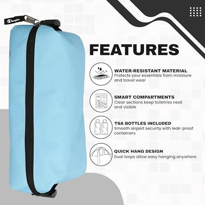 Champion Hanging Dopp Kit, Travel-Sized Polyester Bag, Water-Resistant Blue - style: Cendre Blue