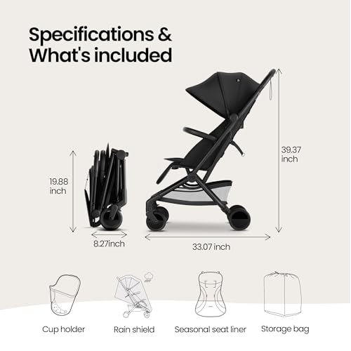 Mompush Velo Lightweight Travel Stroller Travel Bag Included - color: Charcoal Black, size: Stroller+Travel Bag