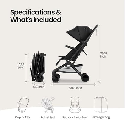 Mompush Velo Lightweight Travel Stroller Travel Bag Included - color: Charcoal Black, size: Stroller+Travel Bag