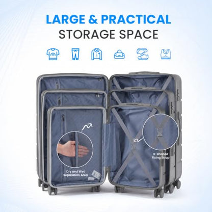 Simple Deluxe 24 Inch Hardside Carry On Luggage with Spinner Wheels - color: Dark Grey, size: 24 inch