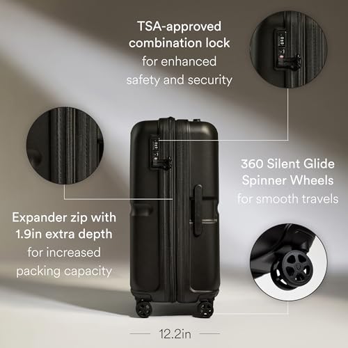 ANTLER Single Stripe Checked Medium Luggage, Black, 26x18x12, 89L - color: Black, size: Medium