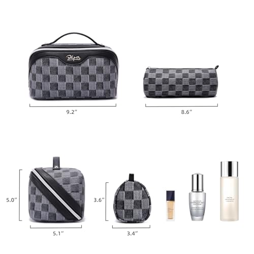 BOYATU Travel Makeup Bag Cosmetic Bags for Women: 3-Piece Makeup Bag Set - color: D-2-Black