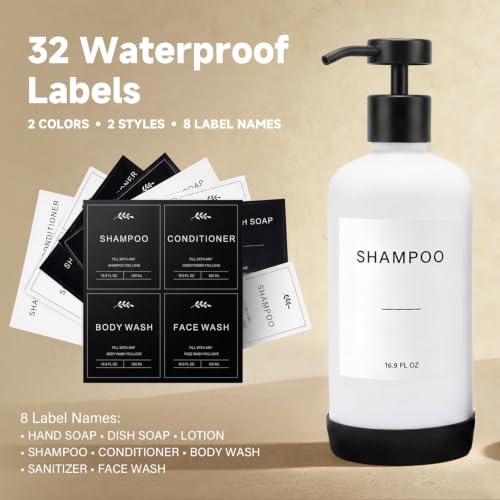 Prus Waso Shampoo and Conditioner Dispenser Set, White - color: White & Black