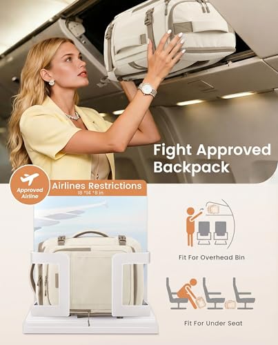 LOVEVOOK Travel Backpack for Women Men, 40L Carry On Travel Backpack - color: Cream‑khaki, size: 40L-4Pcs