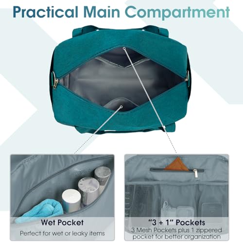 Narwey Carry on Duffle Bag Underseat for Airplane, Personal Item Travel Bag - color: Teal, size: Small without laptop compartment