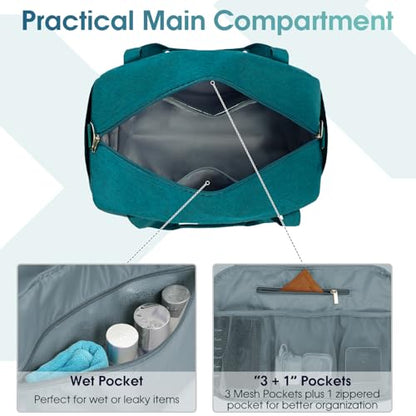 Narwey Carry on Duffle Bag Underseat for Airplane, Personal Item Travel Bag - color: Teal, size: Small without laptop compartment
