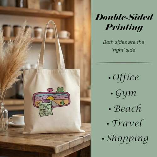 Positive Canvas Tote Bag, Reusable Inspirational Shoulder Bag, Whimsical Carryall for Shopping Commute Beach - color: Inspirational 12