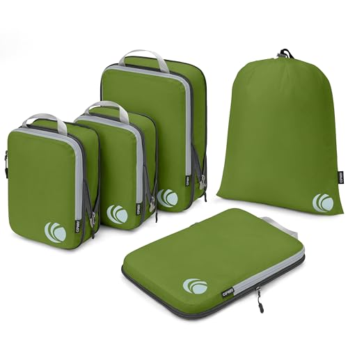 Cipway 5 Set Compression Packing Cubes for Travel (Green, 5pcs) - color: Green, size: 5PCS
