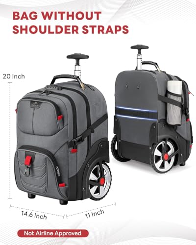 MATEIN Rolling Laptop Bag with Larger Wheels, Anti Theft Lock for Adult Men - color: Grey