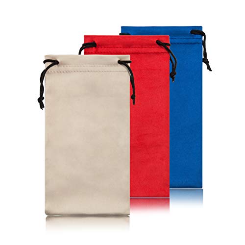TRIUMPH VISION Glasses Case Soft Eyeglass Case Sunglass Pouch Cloth 3 Pack - color: Navy,red,khaki
