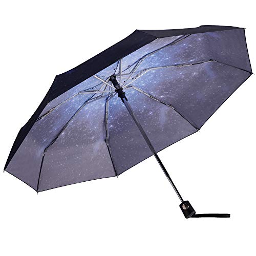 Goothdurs Automatic Mini Travel Windproof Umbrella Compact Auto Open/Close Small Lightweight Folding Rain Umbrellas for Women Men - color: A2-Starry