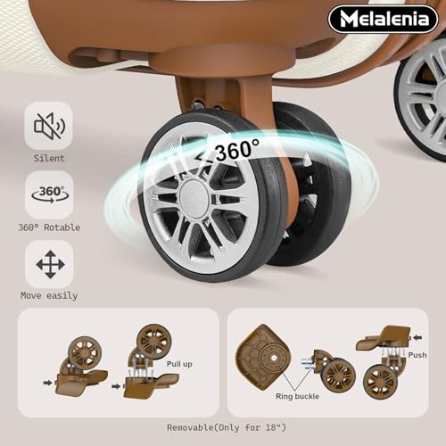 Melalenia Luggage Sets 7 Piece Hard Shell Carry on Suitcase with Spinner Wheels and TSA Lock, Lightweight Travel Duffel Bag for Women, Beige Brown - color: Beige Brown, size: 7 Piece Set(DB/TB)