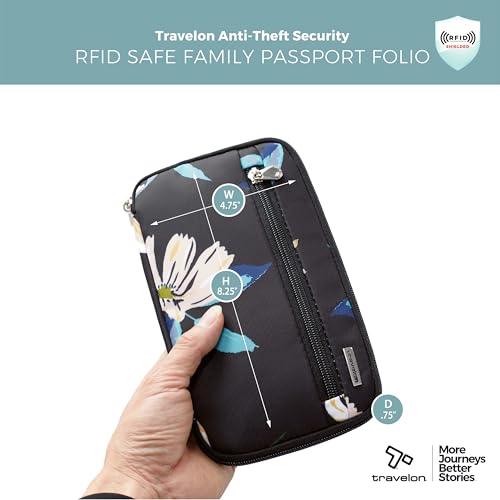 Travelon RFID Blocking Family Passport Wallet - color: Midnight Floral
