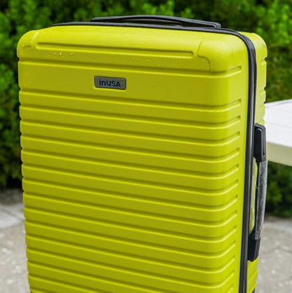 InUSA DEEP Luggage with GEL Handle | Spacious Traveling Suitcases, Travel Suitcase with Dual Spinner Wheels and Studs | 24 Inch Medium Hardside Luggage | Green - color: Green, size: 24 Inch